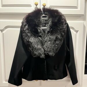 Vintage Gallant Black Blazer with Fur Collar Size 12